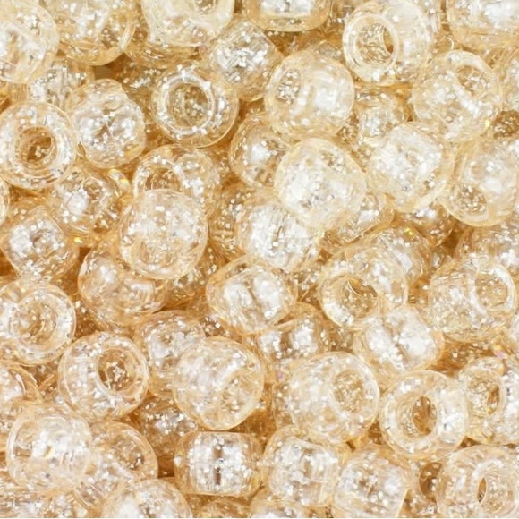 100 Champagne Glitter Pony Beads, DIY Beads, Jewelry Beads, Glitter Beads - Picture 1 of 2